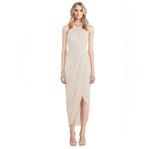 Shona Joy Core High-Neck Ruched Midi Dress Nude - Picture 4 of 8